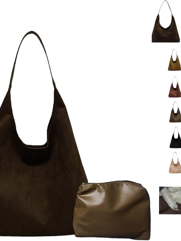 Brown Suede Bag For Women, Brown Suede Tote Bag Purse, Suedes Bags For Women, Sh